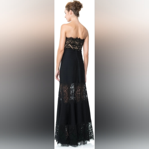 Tadashi Shoji Designer Black Cut-out Lace Mermaid Evening Gown Dress Women's LG - Picture 4 of 14